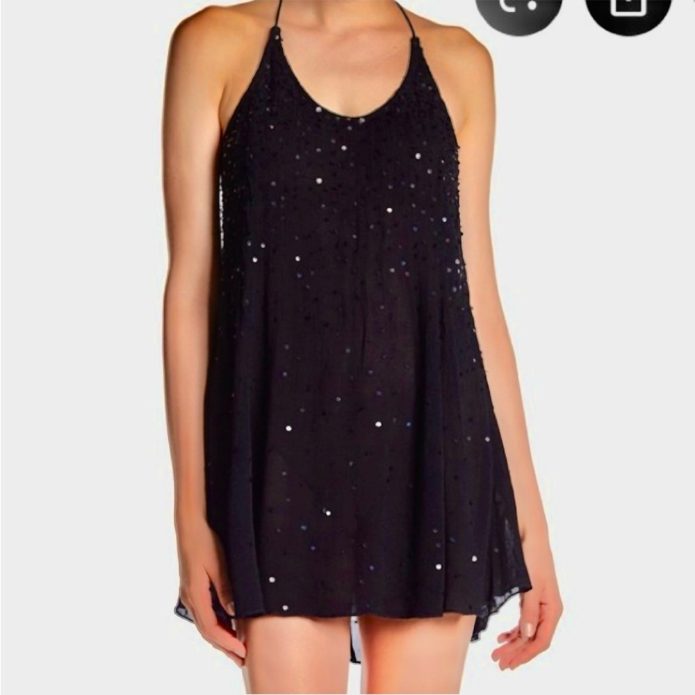 NWT Free People Just Watch Me Slip Sequin Halter Tunic,Size M
